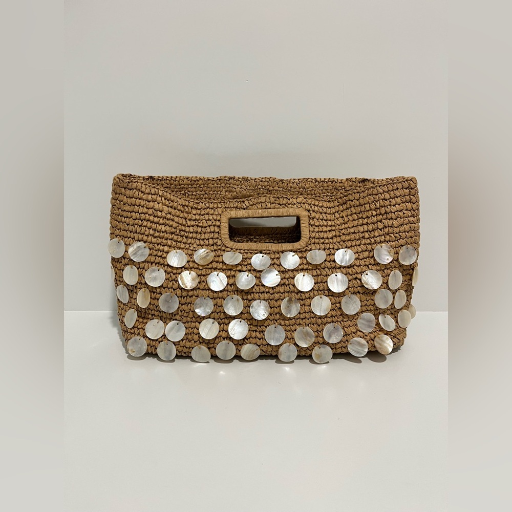 NEW J. Crew Handknotted Straw Rectangular Clutch with Paillettes CJ893 $148 - Picture 4 of 11